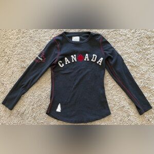 GGS LTD Canada gray long sleeve stretchy shirt knit top Moose XS Extra Small